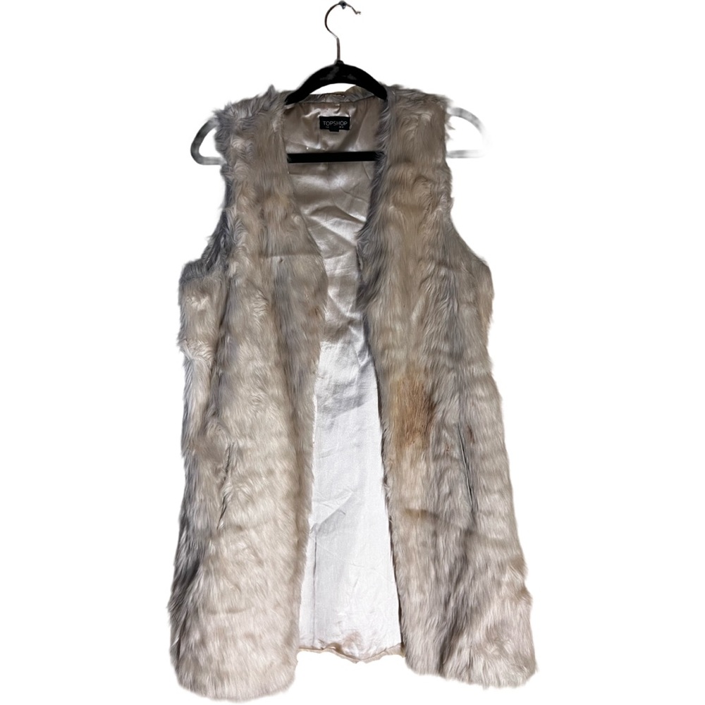 Top Shop white cream fur vest size 6